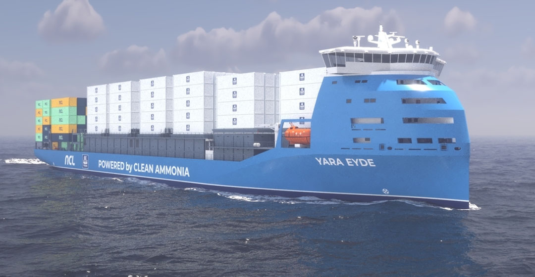 Mit Ammoniak betriebenes Containerschiff für Handelsroute Oslo-Hamburg