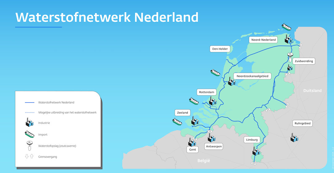 Hynetwork aktualisiert Zeitplan für niederländisches Wasserstoffnetz